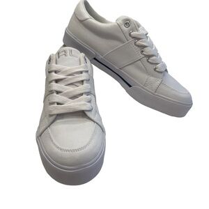Ralph Lauren Women’s White Canvas Lace Up Logo Sneakers NEW Size 8